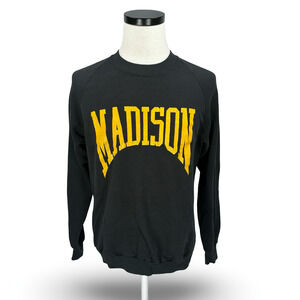 Vintage Madison Sweatshirt Men’s XL Black Yellow Graphic USA 90s Jerzees Tag